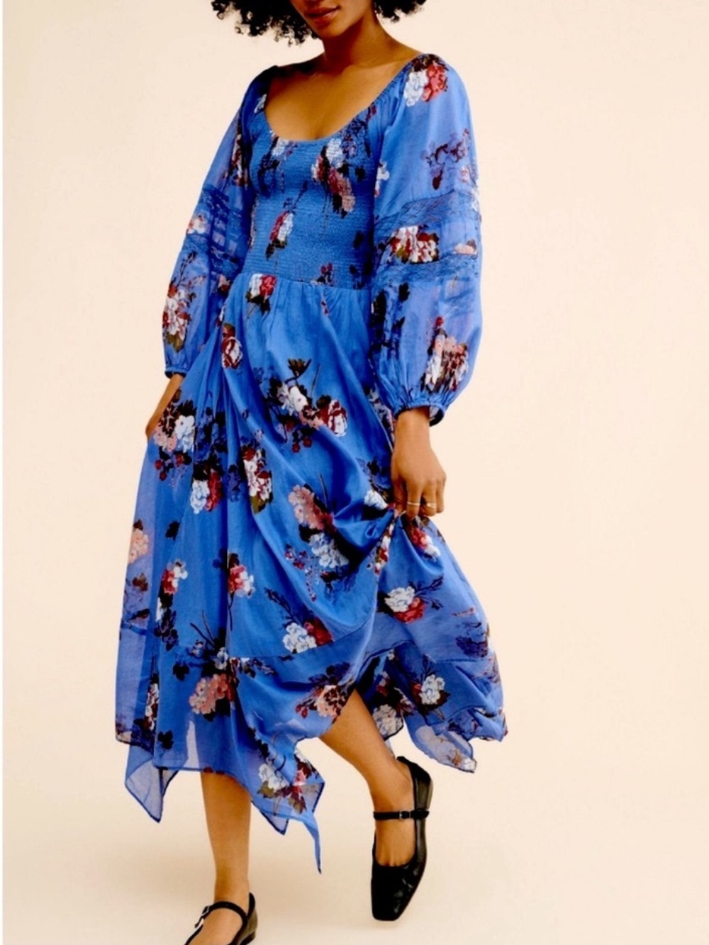 Free People Morning Glory Long Sleeve Maxi Dress, NEW